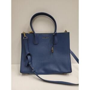 Michael Kors Satchel Bag Womens Medium Blue Leather Gold Hardware Shoulder Purse